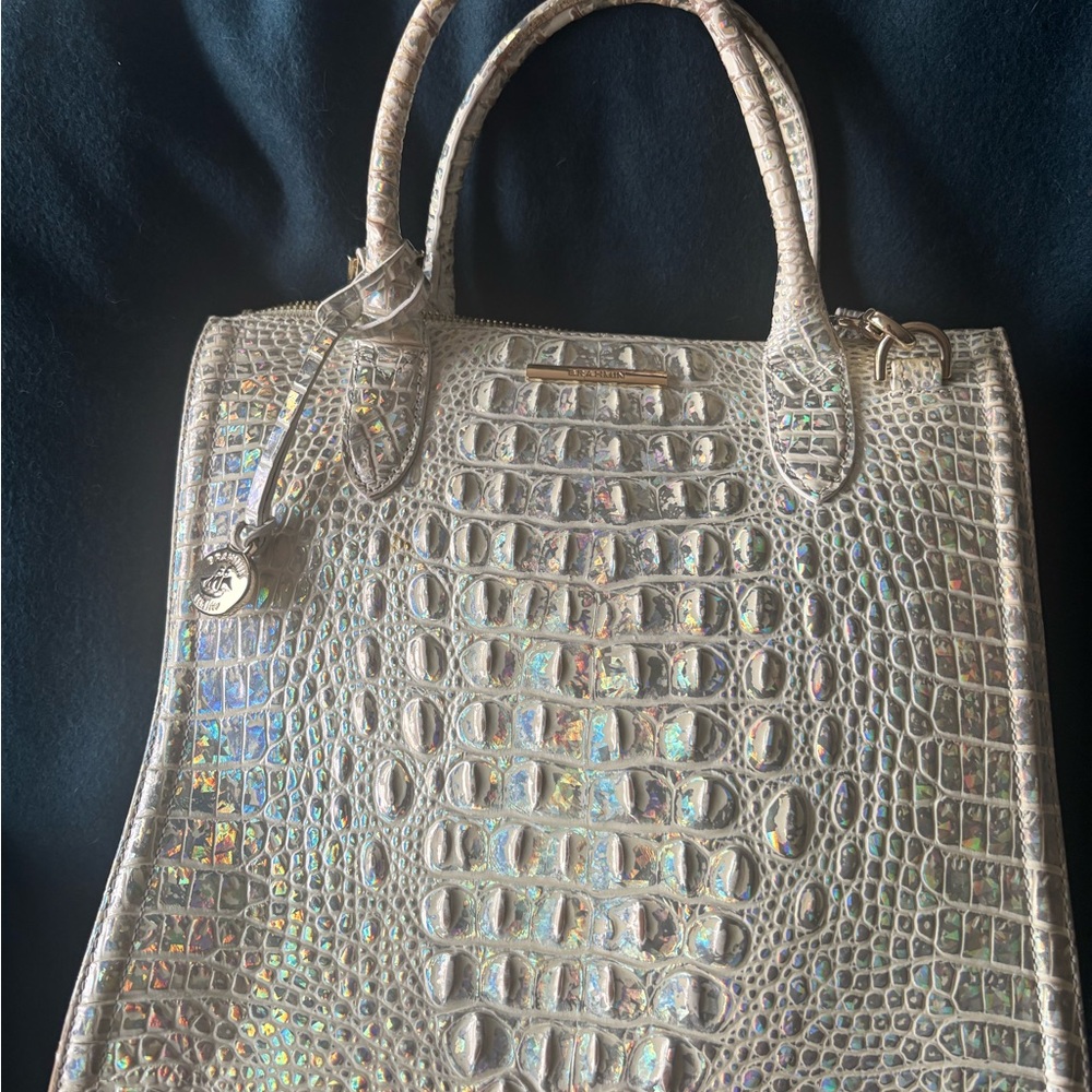 Iridescent Crocodile Embossed Caroline satchel - Brahmin